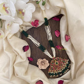 Vriksham Dual Peacock Pendant Jadau Kundan Mala-Green Bead-J2606